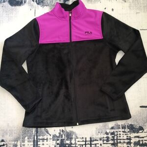 Fila Black and Magenta Full-Zip Fleece Jacket